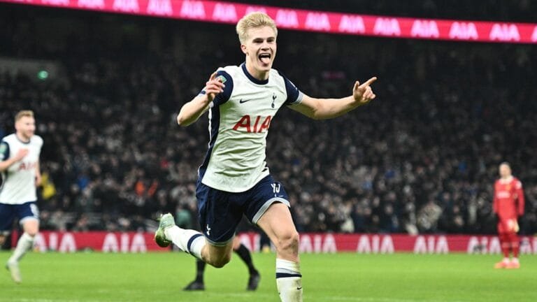 Player ratings as late Bergvall goal gives Spurs a Carabao Cup advantage