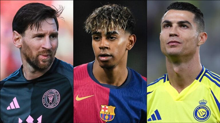 Lamine Yamal's record after 100 games compared to Lionel Messi & Cristiano Ronaldo