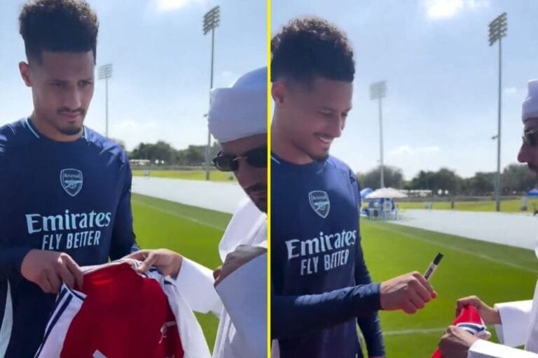 William Saliba can only laugh at Arsenal fan's Real Madrid transfer plea