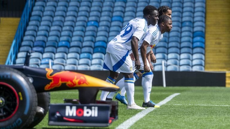 Leeds United players race F1 car on Elland Road pitch with surprising results