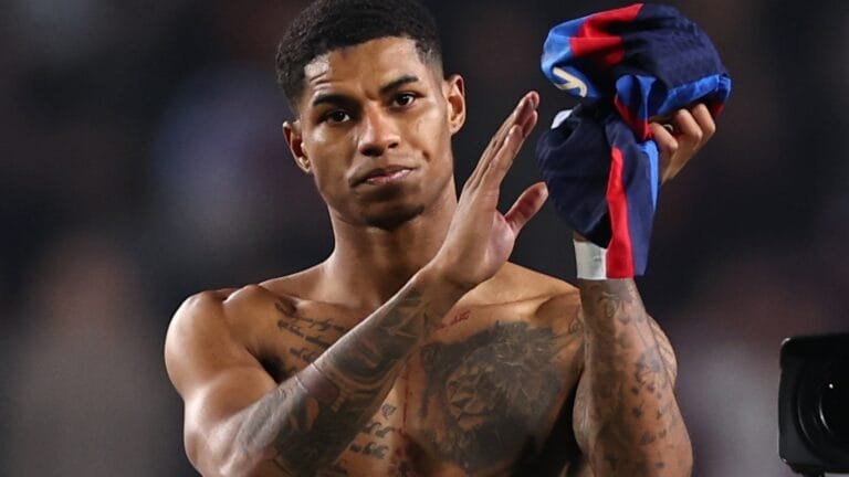 Marcus Rashford seen as Barcelona player for first time in bizarre leaked transfer unveiling